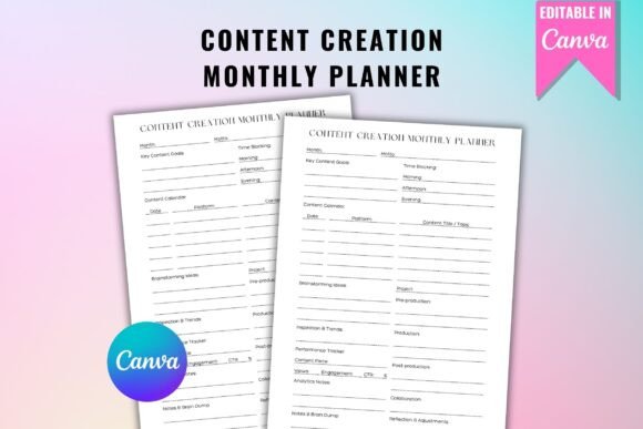 Download Content Creation Monthly Planner - Content creation Collection