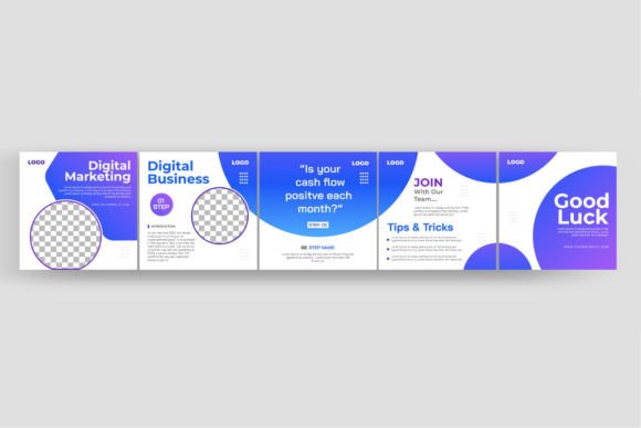 Download Set of Social Media Marketing Carousel - Social Collection