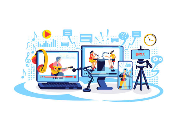 Download Online Content Creation Flat Concept - Content creation Collection