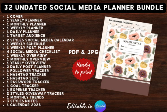 Download Printable Social Media Planner Bundle - Social Collection