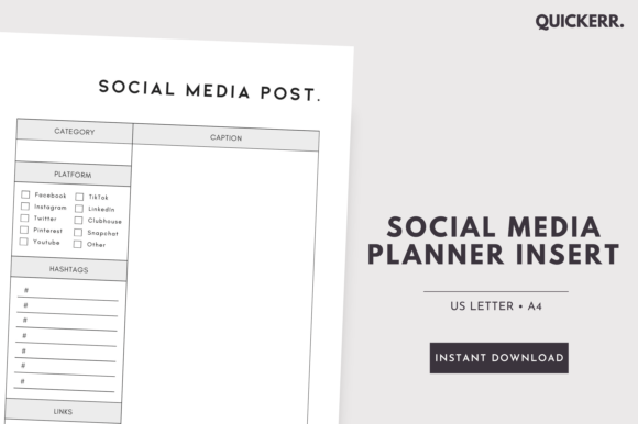 Download Social Media Post Planner Insert - Social Collection