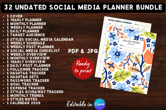 Download Printable Social Media Planner Bundle - Social Collection